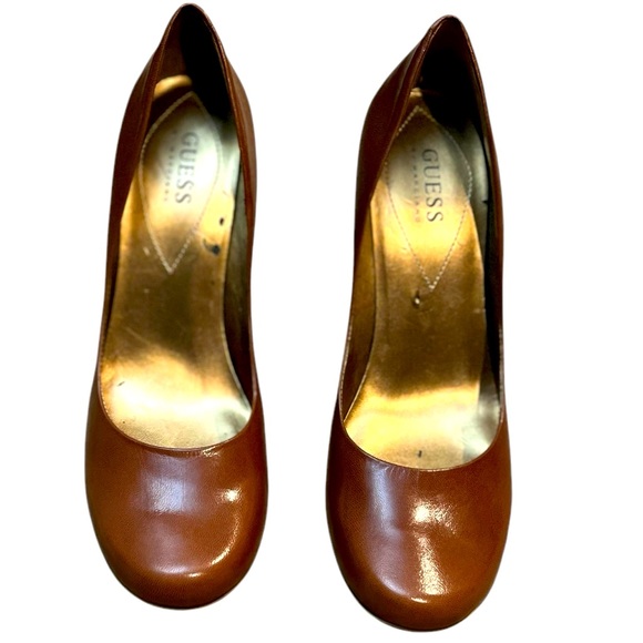 Guess Julia coffee colored genuine leather heel women's size 8.5M GUC - Picture 1 of 6